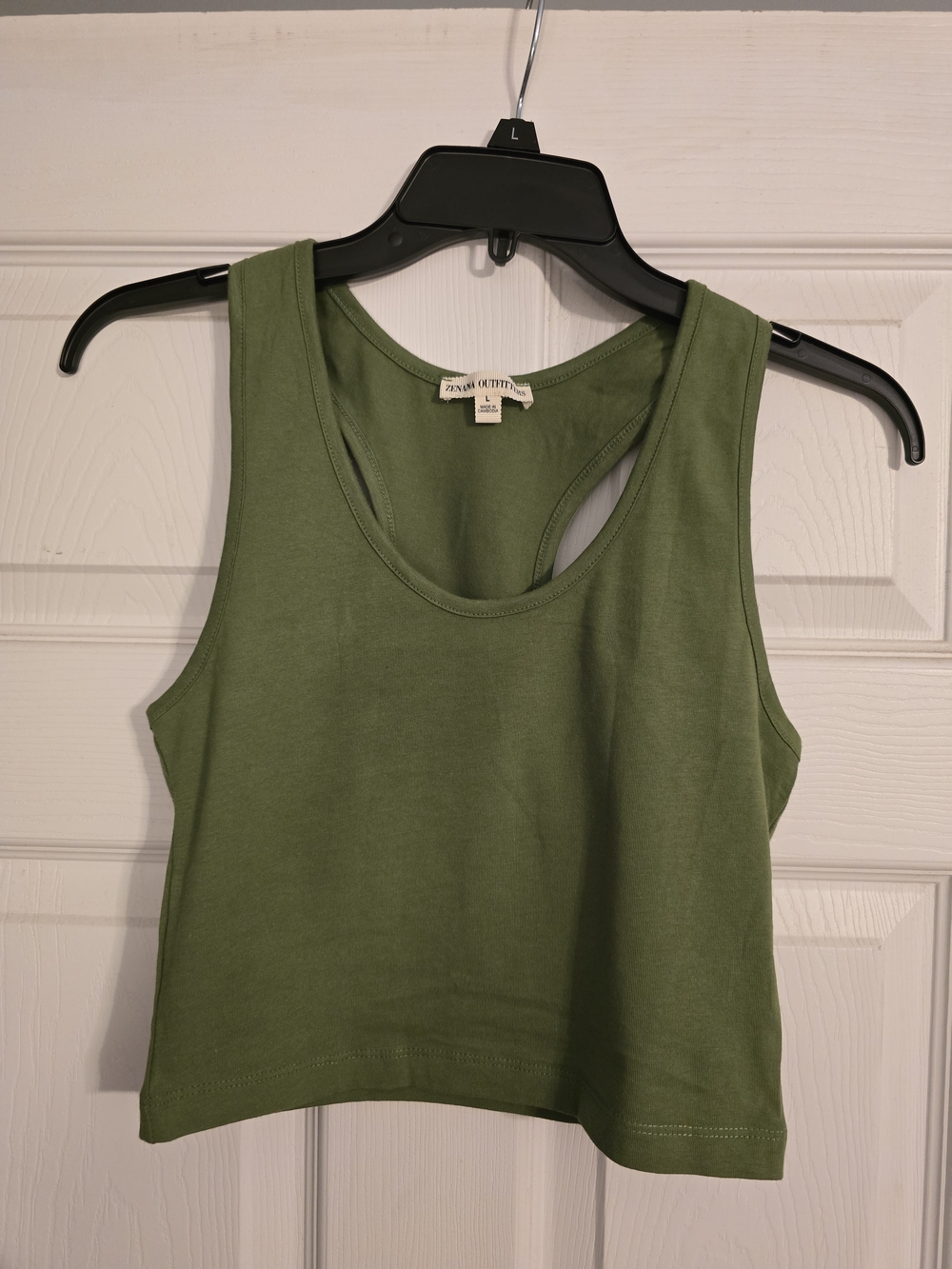 Zenana Outfitters Olive Green Cropped Racerback Tank